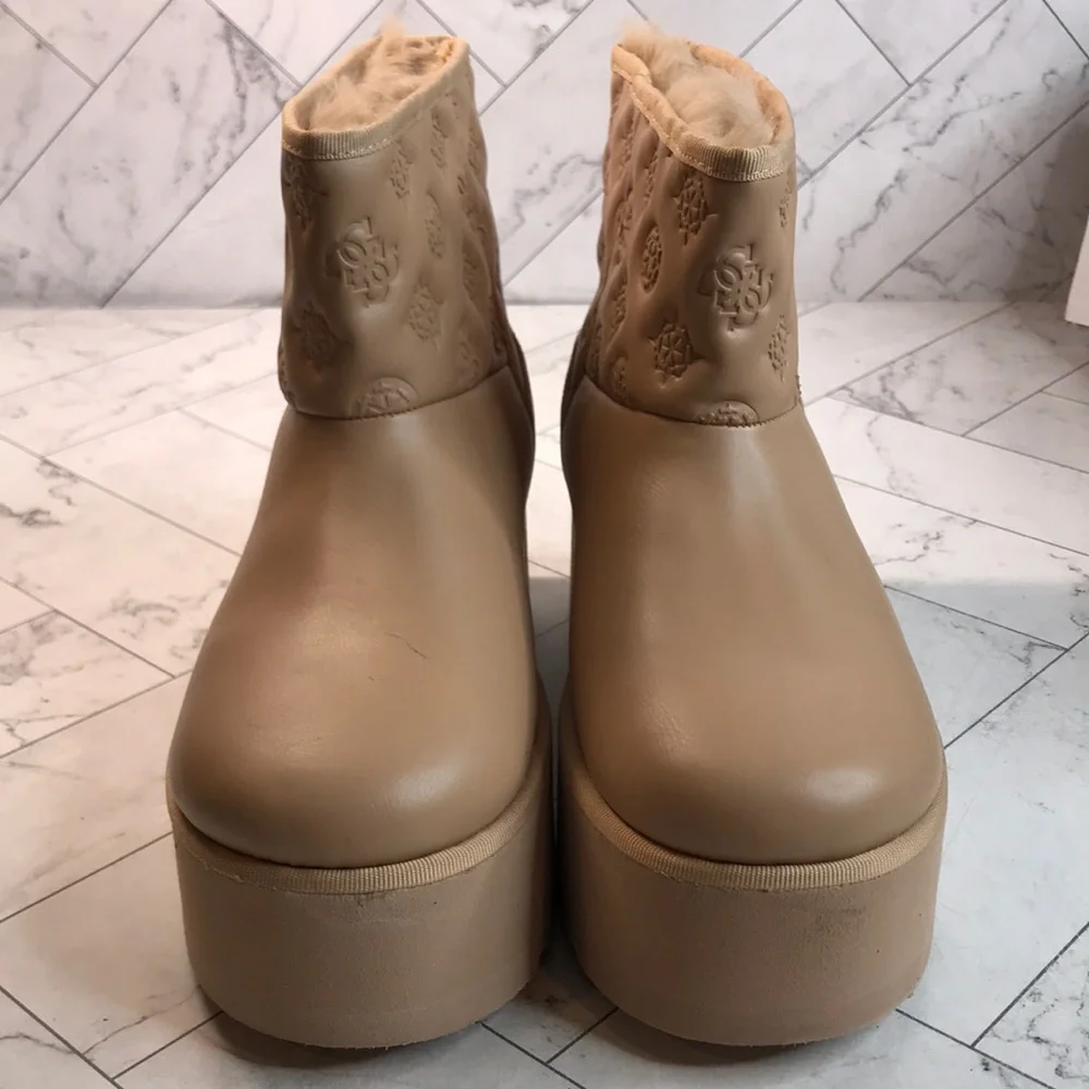 Guess Women's Tan Platform Ankle Boots